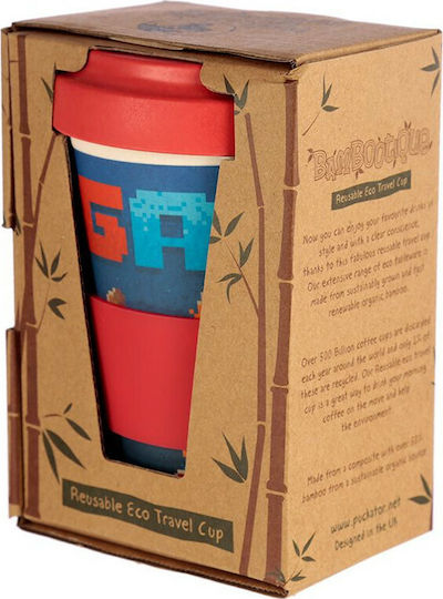 Puckator Game Over Mug Bamboo with Lid Red 400ml