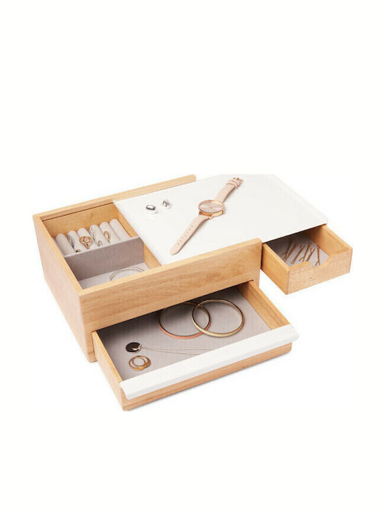 Umbra Stowit Wooden Jewellery Box with Drawer White 26x22.2x12.1cm