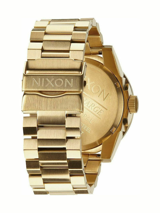 Nixon Ανδρικό Ρολόι 48mm Μπαταρίας με Χρυσό Μεταλλικό Μπρασελέ