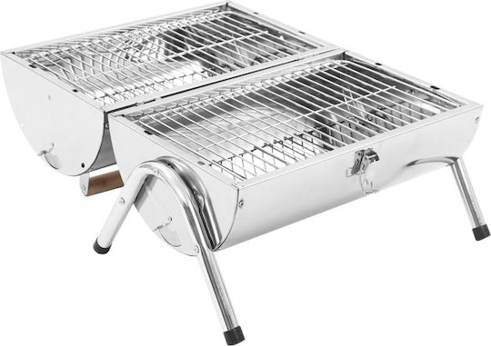 vidaXL Tabletop Grill Stainless steel Portable Charcoal Grill with Lid 42cmx30cm