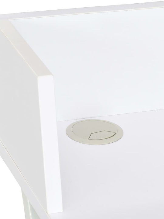 Secretary Desk Wooden White with Metal Legs 80x50x84cm