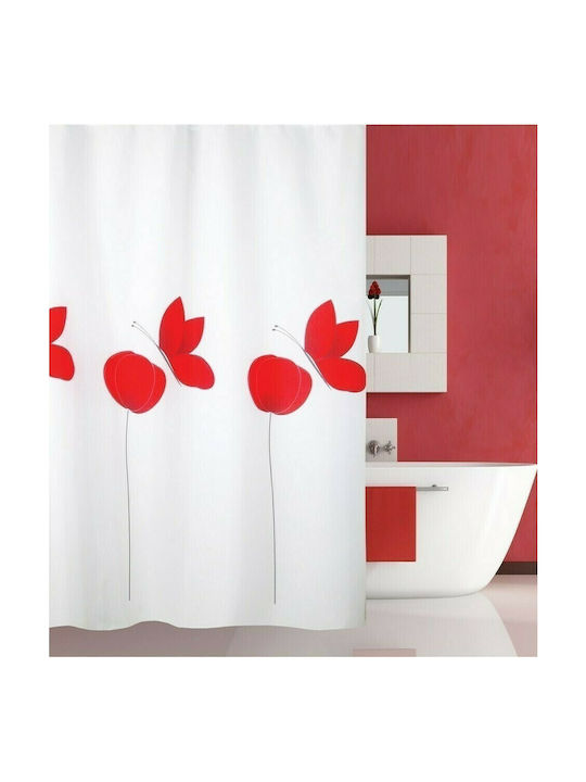 San Lorentzo Poppy Fabric Shower Curtain 180x180cm White 1918