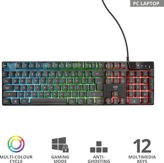 Trust GXT 835 Azor Gaming Πληκτρολόγιο με RGB φωτισμό (Ελληνικό)