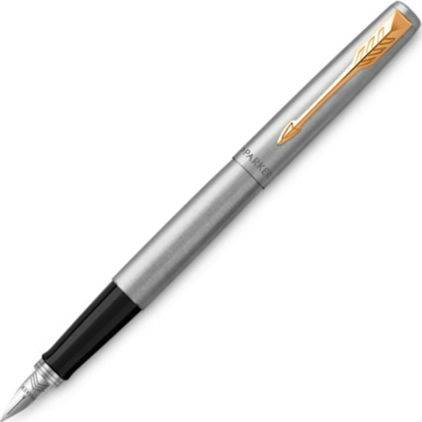 Parker Writing Pen Medium Silver made of Steel with Blue Ink