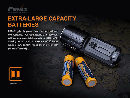 Fenix Επαναφορτιζόμενος Φακός LED IP68 με Μέγιστη Φωτεινότητα 10000lm LR35R