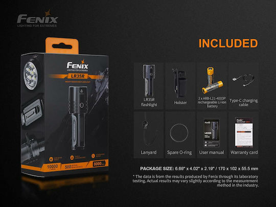 Fenix Επαναφορτιζόμενος Φακός LED IP68 με Μέγιστη Φωτεινότητα 10000lm LR35R