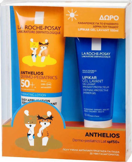 La Roche Posay Waterproof Детско слънцезащитно комплект Емулсия Anthelios Dermo-Pediatrics за лице и тяло 350мл & Lipikar Gel Lavant 100ml