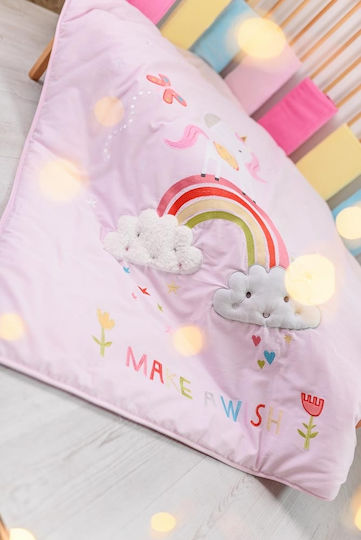 Bizzi Growin Rainbows and Unicorns Πάπλωμα Κούνιας Ροζ 100x120cm