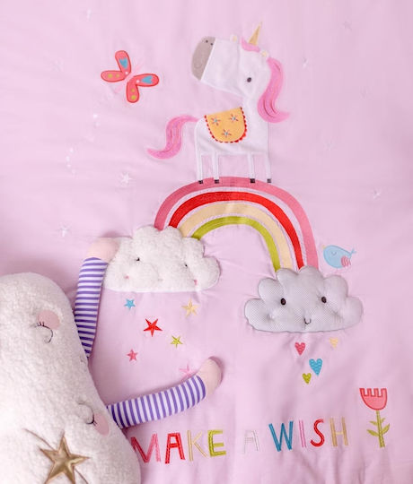 Bizzi Growin Rainbows and Unicorns Πάπλωμα Κούνιας Ροζ 100x120cm