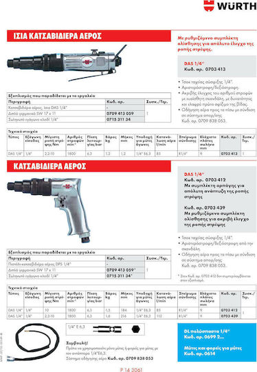 Wurth DPS Angular Air Screwdriver 85lt/min
