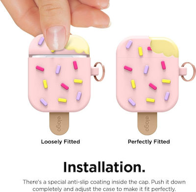 Elago Ice Cream Калъф Силикон с кука в Розов цвят за Apple AirPods 1 / AirPods 2