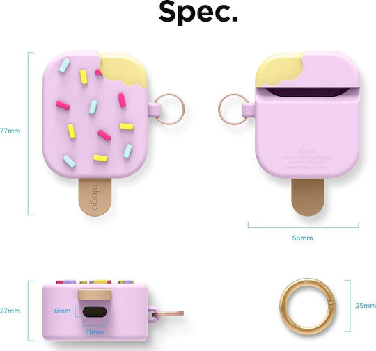 Elago Ice Cream Θήκη Σιλικόνης με Γάντζο σε Μωβ χρώμα για Apple AirPods 1/2