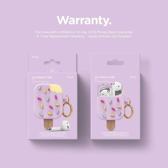 Elago Ice Cream Θήκη Σιλικόνης με Γάντζο σε Μωβ χρώμα για Apple AirPods 1/2
