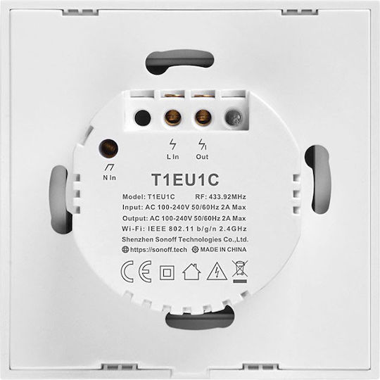 Sonoff TX T1 Recessed Touch Wall Switch Wi-Fi Lighting Two-Way with Frame Medium White