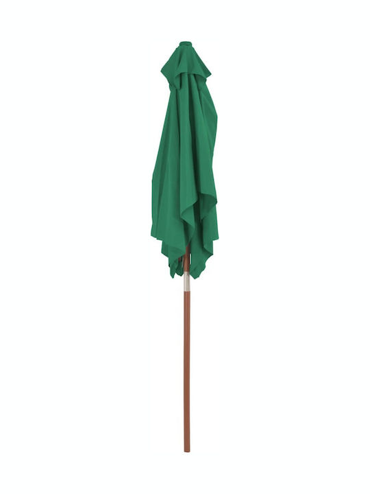 Square Wooden Green Garden & Terrace Parasol 1.5x2xHeight 2.35m