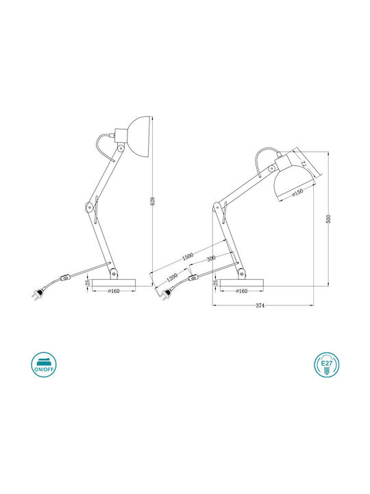 Trio Lighting Kimi Φωτιστικό Γραφείου με Σπαστό Βραχίονα για Ντουί E27 σε Λευκό Χρώμα