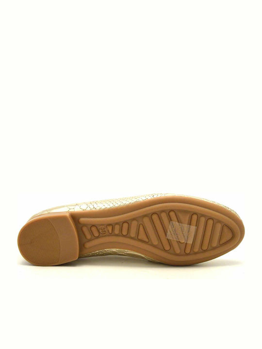 Damen Mokassins aus Leder in Gold Farbe