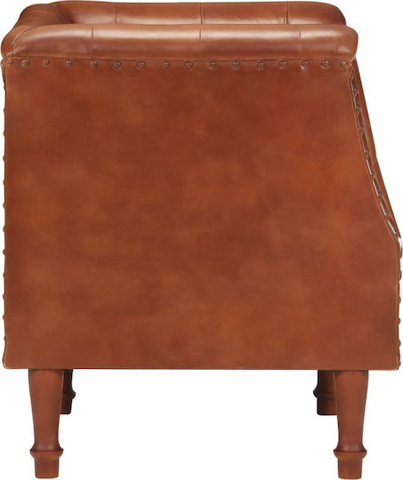 Sessel aus echtem Leder Braun 60x57x64cm
