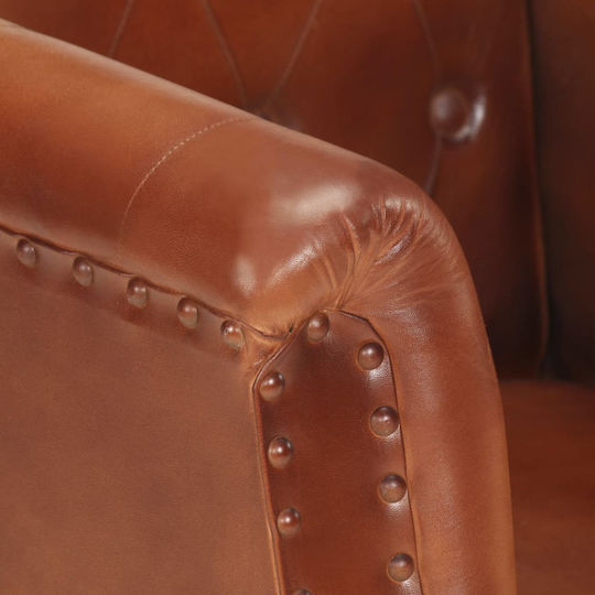 Sessel aus echtem Leder Braun 60x57x64cm