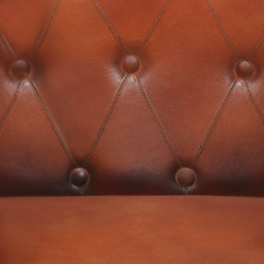 Sessel aus echtem Leder Braun 60x57x64cm