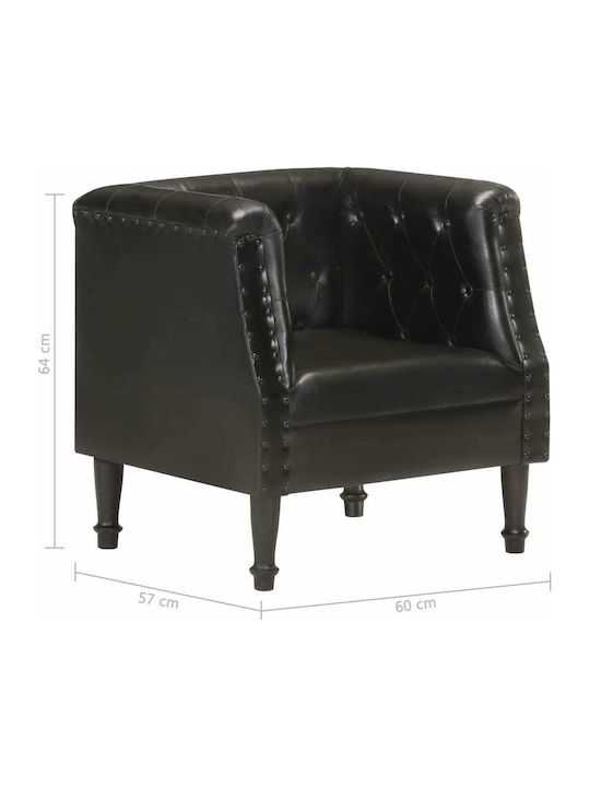 Armchair from Genuine Leather Black 60x57x64cm