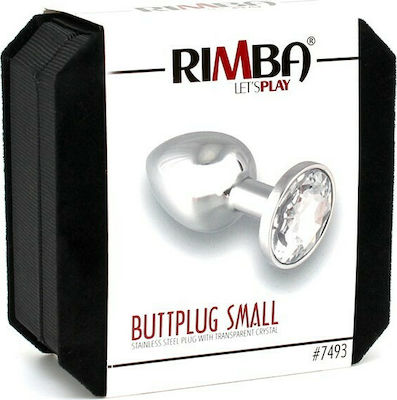 Rimba Let'sPlay Buttplug Small Stainless Steel with Transparent Crystal Anal Plug Small Silver 7.3cm 7493