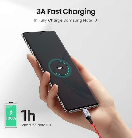 Ugreen Cablu USB 3.0 Braided USB-C Tată - USB-C Roșu 1m 60186
