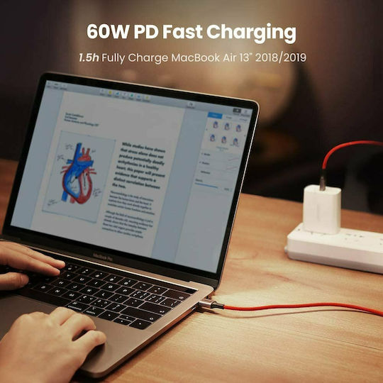 Ugreen Cablu USB 3.0 Braided USB-C Tată - USB-C Roșu 1m 60186