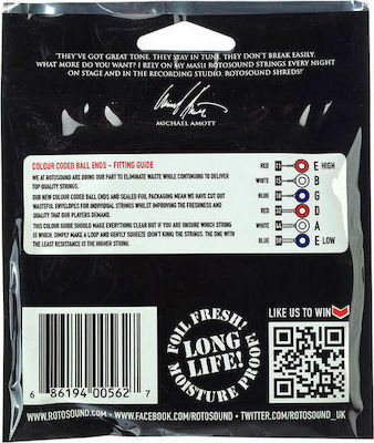 Rotosound Set of Steel Strings for Electric Guitar Michael Amott Signature Set 11 - 59"