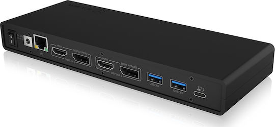 Icy Box USB-C Docking Station με HDMI/DisplayPort 4K PD Ethernet και σύνδεση 2 Οθονών Μαύρο (IB-DK2245AC)