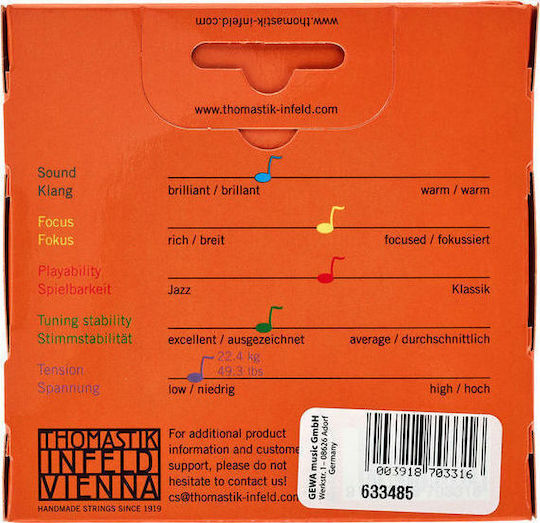 Thomastik Σετ Synthetic Core Χορδών για Βιολί 1/2 / 4/4 / 1/4 Alphayue Violin 4/4 Medium