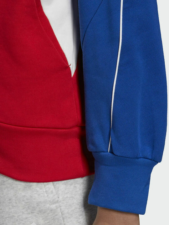 Colorblock Women's Sweatshirt Jacket Hooded Scarlet Red