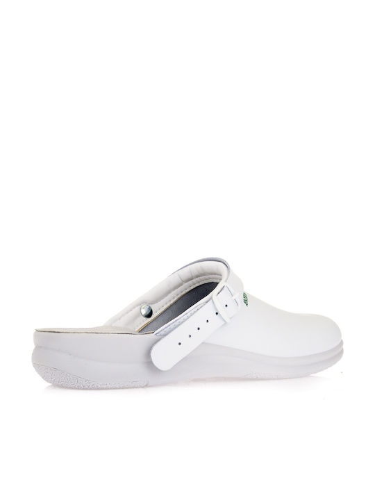 Antrin Leather Anatomic Clogs White