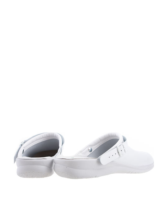 Antrin Herren Leder Anatomisch Clogs Weiß