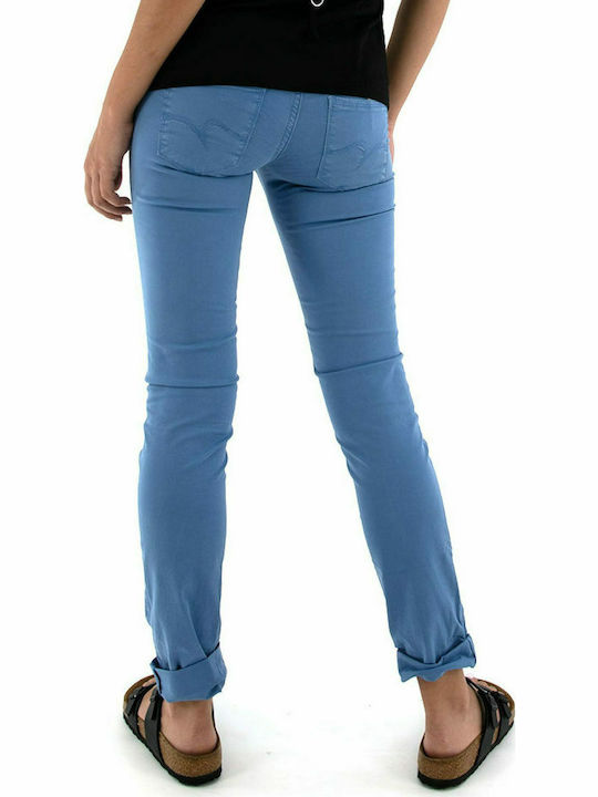 Staff Snizzy Women's High-waisted Cotton Trousers in Slim Fit Blue