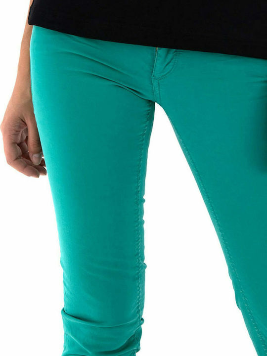 Snizzy Women's Fabric Trousers Slim Fit Green