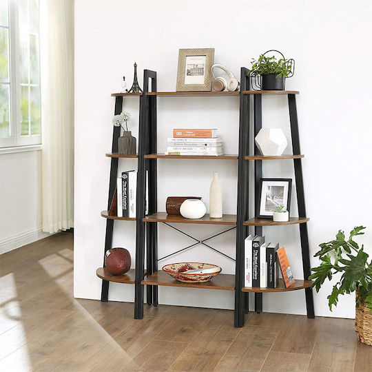 Γωνιακή Βιβλιοθήκη Ρουστίκ Καφέ, Μαύρο 34x34x125εκ.