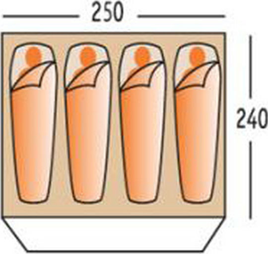 Campus Catalina Sommer Campingzelt Iglu Grün mit Doppeltuch für 5 Personen 250x240x180cm