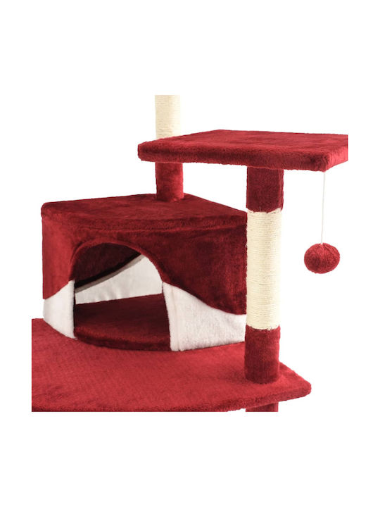 vidaXL Cat Scratching Post Cat Tree In Red Colour 103x77x203 cm