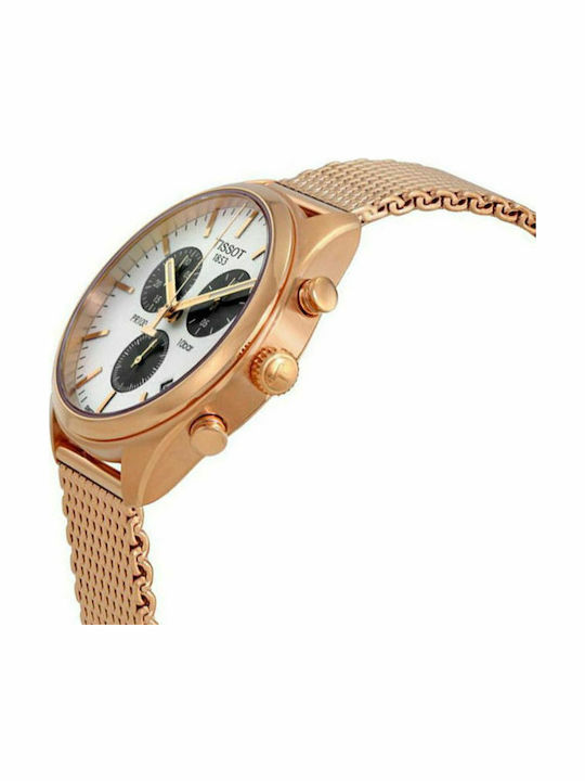 Tissot Men's Watch 41mm Chronograph Battery with Gold Metal Bracelet
