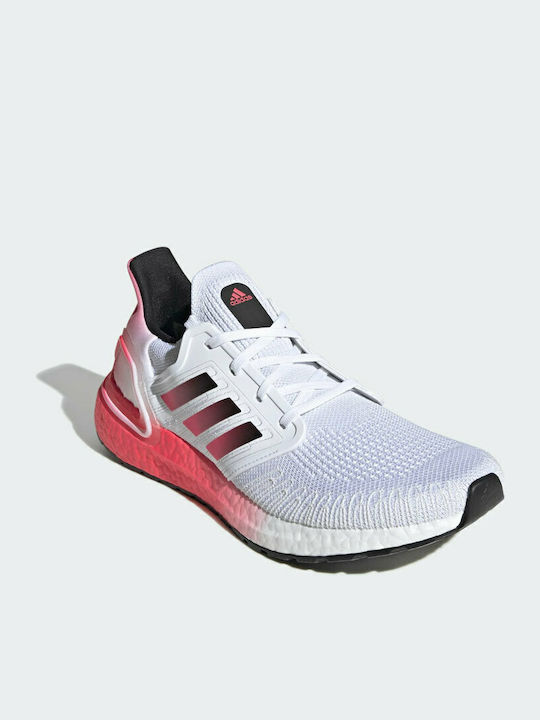 Adidas Ultraboost 20 Ανδρικά Αθλητικά Παπούτσια Running Cloud White / Core Black / Signal Pink / Coral