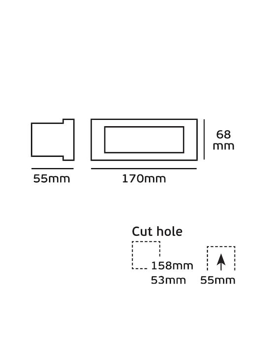 VK Lighting Wandmontierte Außen-Deckenleuchte LED IP54 1.6W mit Kaltweiß Licht 17x6.8εκ.