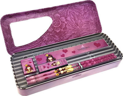 Santoro Gorjuss Pencil Case Metal with 1 Compartment Pink