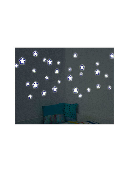 Ango Autocolant Decorativ pentru Copii Perete Fluorescent Glow Star 42buc