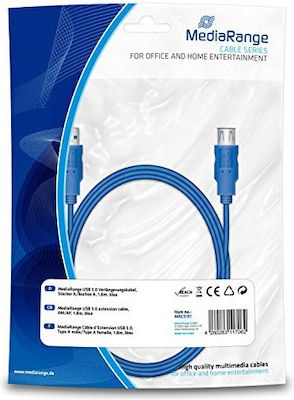 MediaRange 1.8m USB 3.0 Cable A-Male to A-Female Blue (MRCS151)