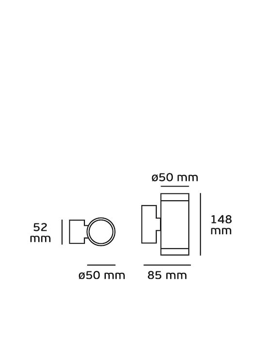 VK Lighting VK/01093/ABS Wall-Mounted Outdoor Spot GU10 IP65 Double Beam 8.5x14.8εκ.