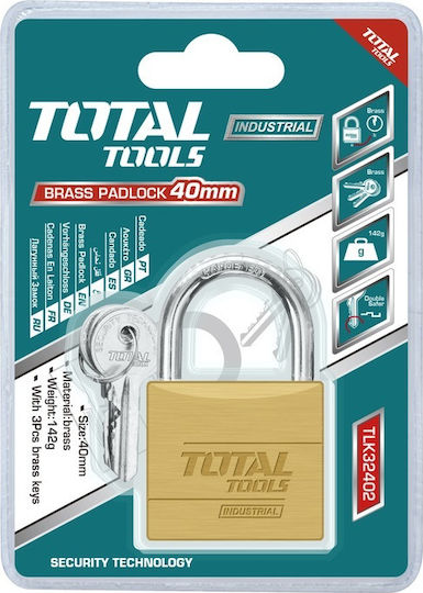 Total Steel Padlock Brass with Key 40mm 1pcs