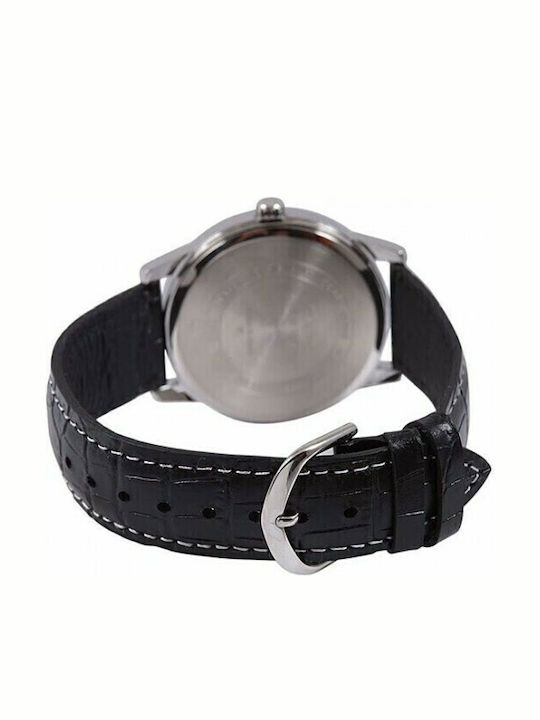 Casio Ανδρικό Ρολόι 47mm Μπαταρίας με Μαύρο Δερμάτινο Λουράκι