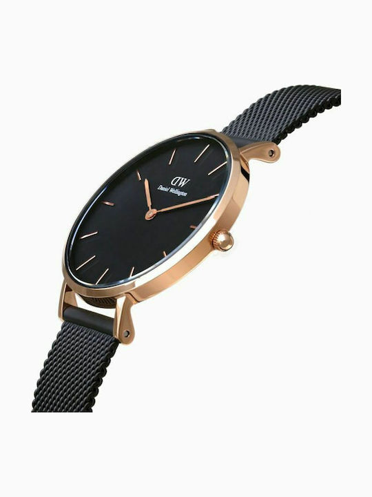 Daniel Wellington Petite Ashfield Γυναικείο Ρολόι 32mm Μπαταρίας με Μαύρο Μεταλλικό Μπρασελέ