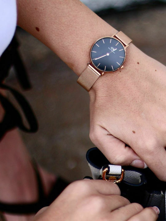 Daniel Wellington Classic Petite Women's Watch with Pink Gold Metal Bracelet